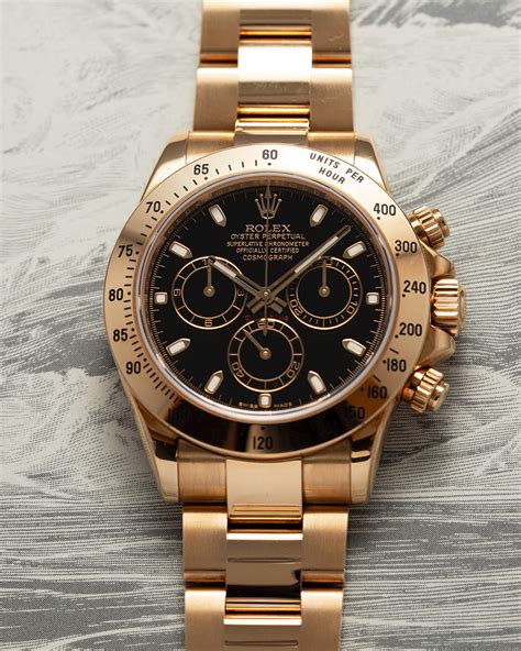 rolex 18k yellow gold 40mm daytona cosmograph black 116528